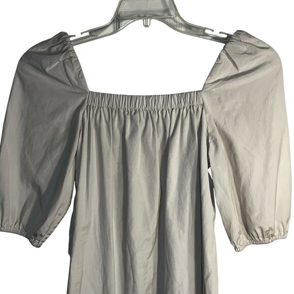 Faherty Khai Poplin Puff Sleeve Cotton Off-Shoulder Dress XS Beige Neutral - Picture 5 of 10